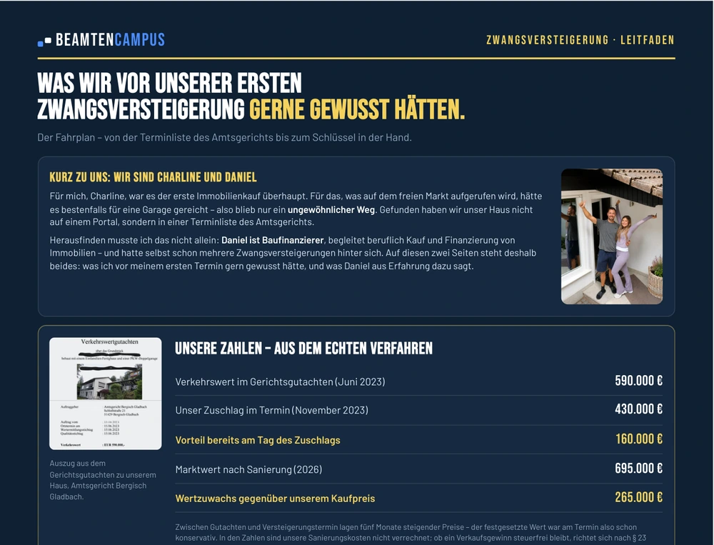 Erste Seite des Zwangsversteigerungs-Guides